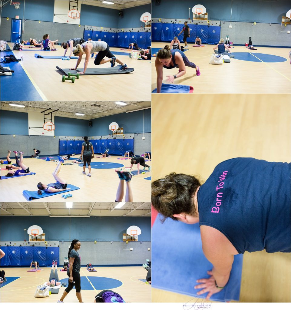 all women fitness group working out in gym